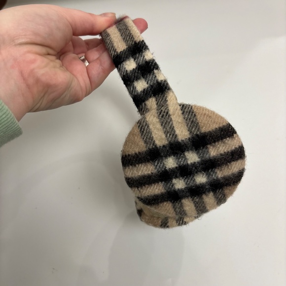 Burberry London 100% Cashmere Shearling Plaid Earmuffs - Iconic Check - Picture 10 of 11